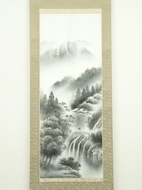 丸岡蒼雲 肉筆 水墨画 火鉢図　掛軸 扇形 日本美術 共箱 丸岡蒼雲 肉筆 水墨画 火鉢図 掛軸 扇形 日本美術 共箱